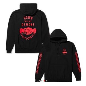 Lurking class down with the demons Black Hoodie with Red Graphic Design size XXL